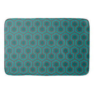 Retro 1970s Blauwgroen Turquoise Green Abstract Pa Badmat
