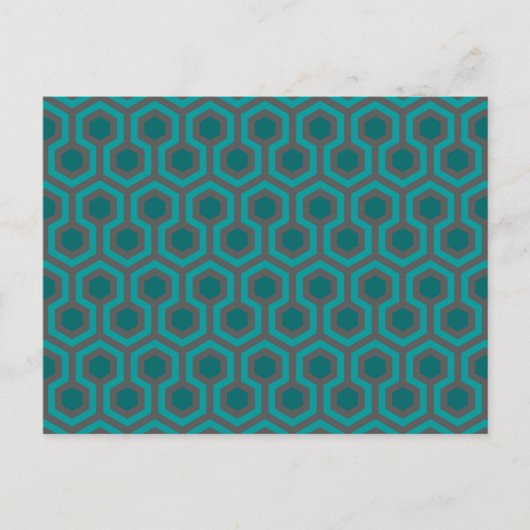 Retro 1970s Blauwgroen Turquoise Green Abstract Pa Briefkaart (Voorkant)