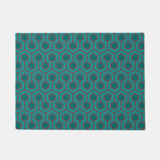 Retro 1970s Blauwgroen Turquoise Green Abstract Pa Deurmat