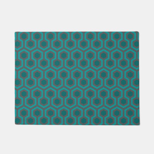 Retro 1970s Blauwgroen Turquoise Green Abstract Pa Deurmat (Voorkant)