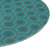 Retro 1970s Blauwgroen Turquoise Green Abstract Pa Snijplank (Hoek)