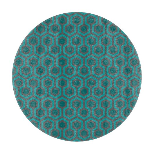 Retro 1970s Blauwgroen Turquoise Green Abstract Pa Snijplank (Voorkant)
