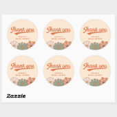 Retro 1970s Bruiloft Feest Dank Je Ronde Sticker (Vel)