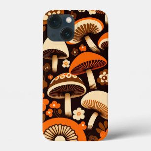 Retro 1970s Bruin- en Oranje paddenstoelen en bloe Case-Mate iPhone Case