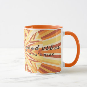 Retro 1970s Club Sunburst Aangepaste Monogram Beke Mok
