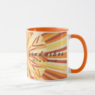 Retro 1970s Club Sunburst Aangepaste Monogram Beke Mok