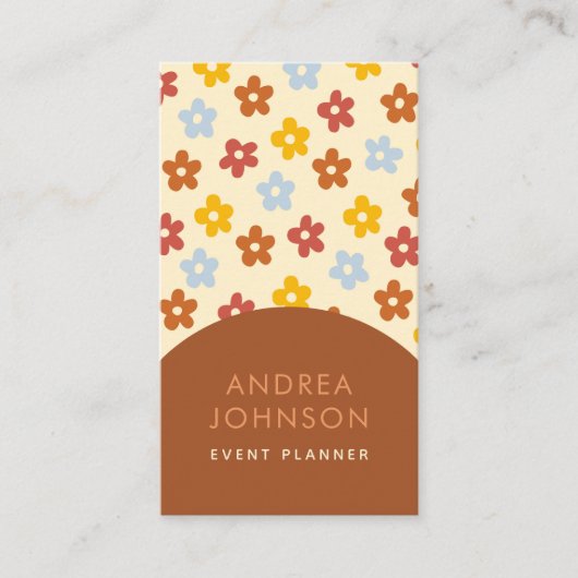 Retro 1970s  Floral Pattern 1960s 70 Visitekaartje (Voorkant)