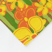 Retro 1970s Gele Oranje Bloemen Fleece Deken (Hoek)