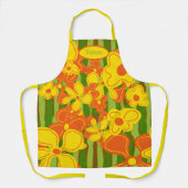 Retro 1970's Gele Oranje Bloemen Schort (Voorkant)