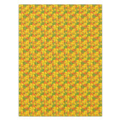 Retro 1970s Gele Oranje Bloemen Tafelkleed (Voorkant)