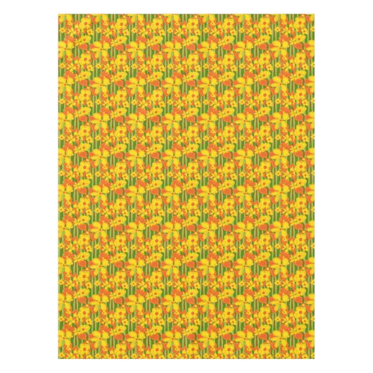 Retro 1970s Gele Oranje Bloemen Tafelkleed (Voorkant)