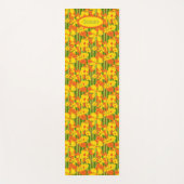 Retro 1970s Gele Oranje bloemen Yoga Mat (Voorkant)