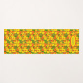 Retro 1970s Gele Oranje bloemen Yoga Mat (Voorkant (horizontaal))