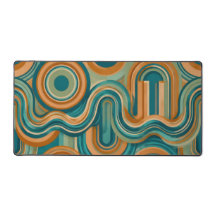 Retro 1970s geometrisch golfpatroon in turkoois en