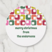 Retro 1970s Geometrisch Patroon Kerstmis Bedankjes Labels (Voorkant)