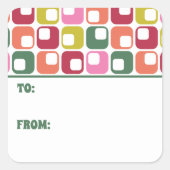 Retro 1970s geometrisch patroon Kerstmis tot van Vierkante Sticker (Voorkant)