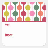 Retro 1970s geometrisch patroon Kerstmis tot van Vierkante Sticker (Voorkant)