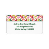 Retro 1970s geometrisch patroon retour adres etiket (Voorkant)