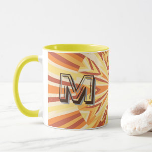 Retro 1970s Good Vibes Custom Naam Mok - Geel