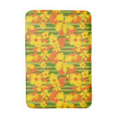 Retro 1970's heldere Oranje gele bloemen Badmat (Voorkant Verticaal)