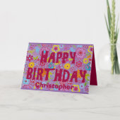 Retro 1970s Hippie esthetische verjaardag Kaart (Voorkant)