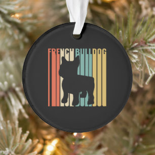 Retro 1970s Hond Silhouet Frans Bulldog Gift Ornament