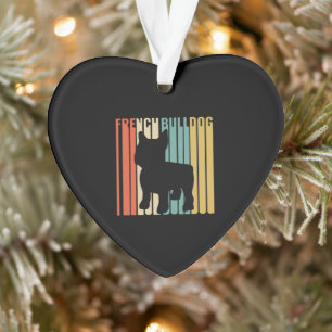Retro 1970s Hond Silhouet Frans Bulldog Gift Ornament