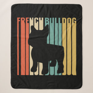 Retro 1970s Hond Silhouet Frans Bulldog Gift Sherpa Deken