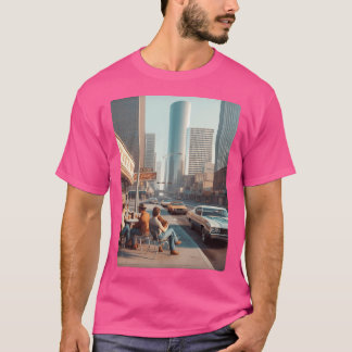 Retro 1970S Houston Ai Kunstwerk Kleurrijke Roadsi T-shirt