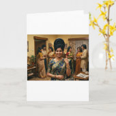 Retro 1970s Indiase mode & bouffant kapsel Il Kaart (Gele Bloem)