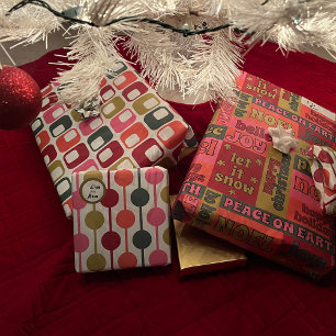 Retro 1970s Kerst Assortiment Inpakpapier Vel