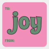 Retro 1970s Kerstmis Lettering Joy to From Vierkante Sticker (Voorkant)