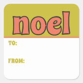 Retro 1970s Kerstmis Lettering Noel Naar Van Vierkante Sticker (Voorkant)