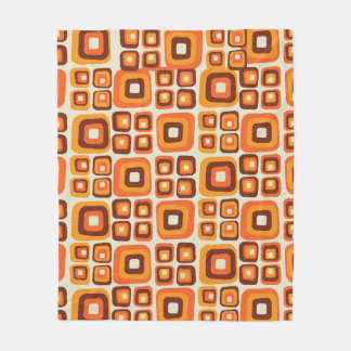 Retro 1970s Midden Eeuw Oranje en Bruin Geometrisc Fleece Deken
