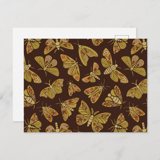 Retro 1970s Moths Briefkaart (Voorkant / Achterkant)