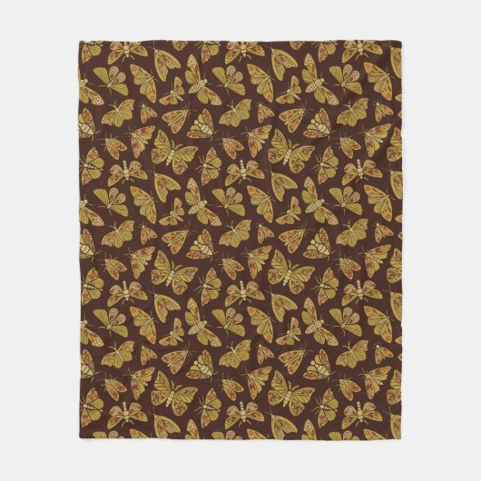 Retro 1970s Moths Fleece Deken (Voorkant)