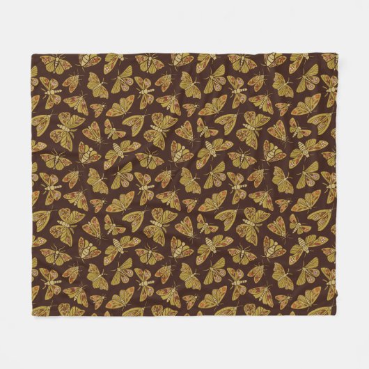 Retro 1970s Moths Fleece Deken (Voorkant (Horizontaal))