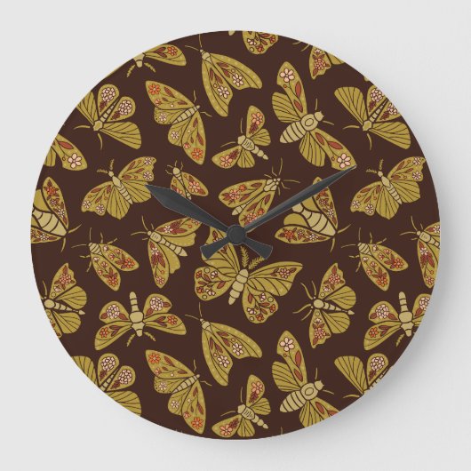 Retro 1970s Moths Grote Klok (Voorkant)