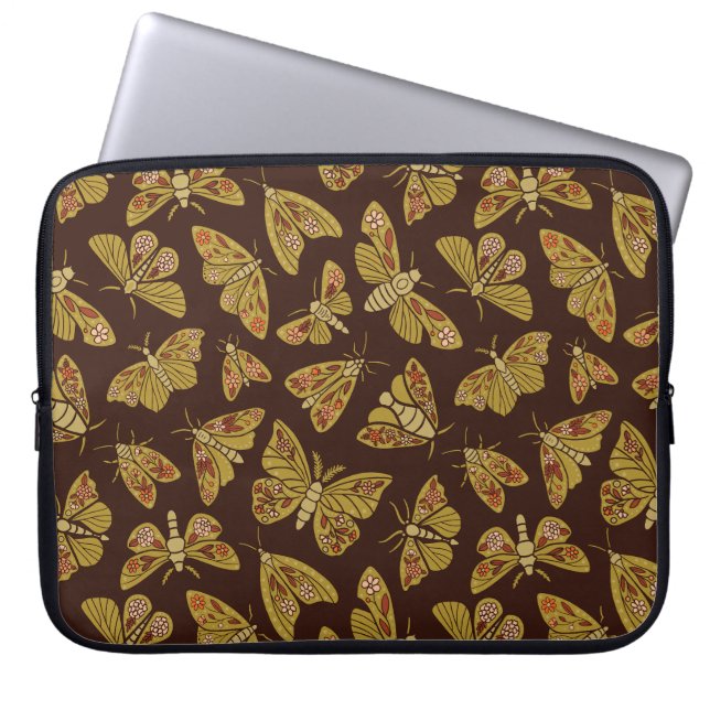 Retro 1970s Moths Laptop Sleeve (Voorkant)