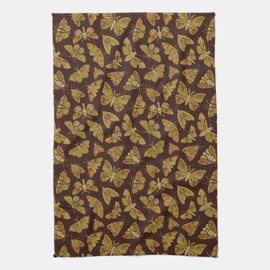 Retro 1970s Moths Theedoek (Verticaal)