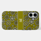 Retro 1970s Olijfgroene Bloem  Case-Mate iPhone Case (Achterkant (horizontaal))