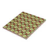 Retro 1970s ontwerp met kleine groene cirkels tegeltje (Zijkant)