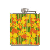 Retro 1970s Oranje Gele Bloemen Heupfles (Achterkant)