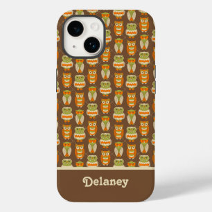 Retro 1970s Oranje, groene eigenaar van Brown Patt Case-Mate iPhone 14 Hoesje