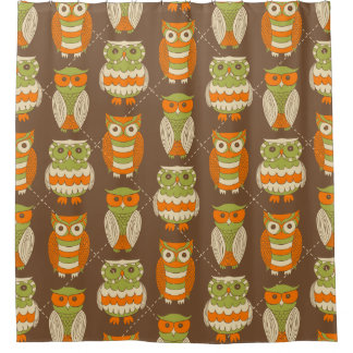Retro 1970s Oranje, groene eigenaar van Brown Patt Douchegordijn