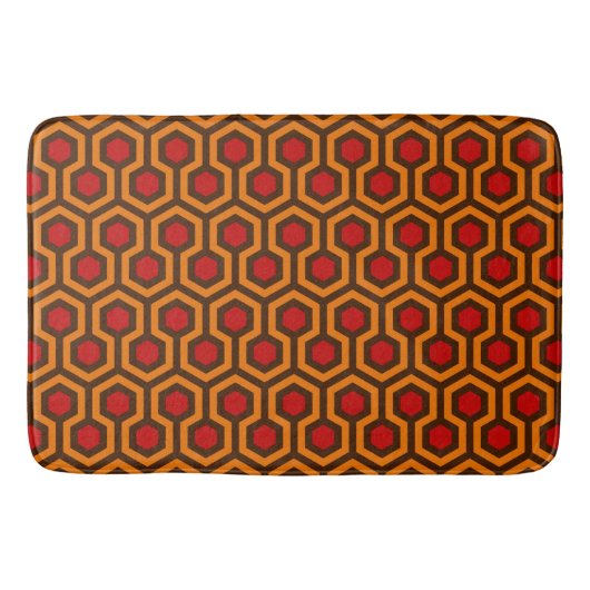 Retro 1970s Oranje Red Abstract Pattern Room 237 Badmat (Voorkant)