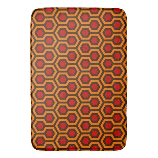 Retro 1970s Oranje Red Abstract Pattern Room 237 Badmat (Voorkant Verticaal)
