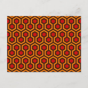 Retro 1970s Oranje Red Abstract Pattern Room 237 Briefkaart