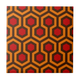 Retro 1970s Oranje Red Abstract Pattern Room 237 Tegeltje