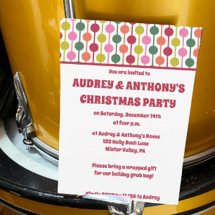 Retro 1970s Patroon Aangepaste Kerstfeest Kaart